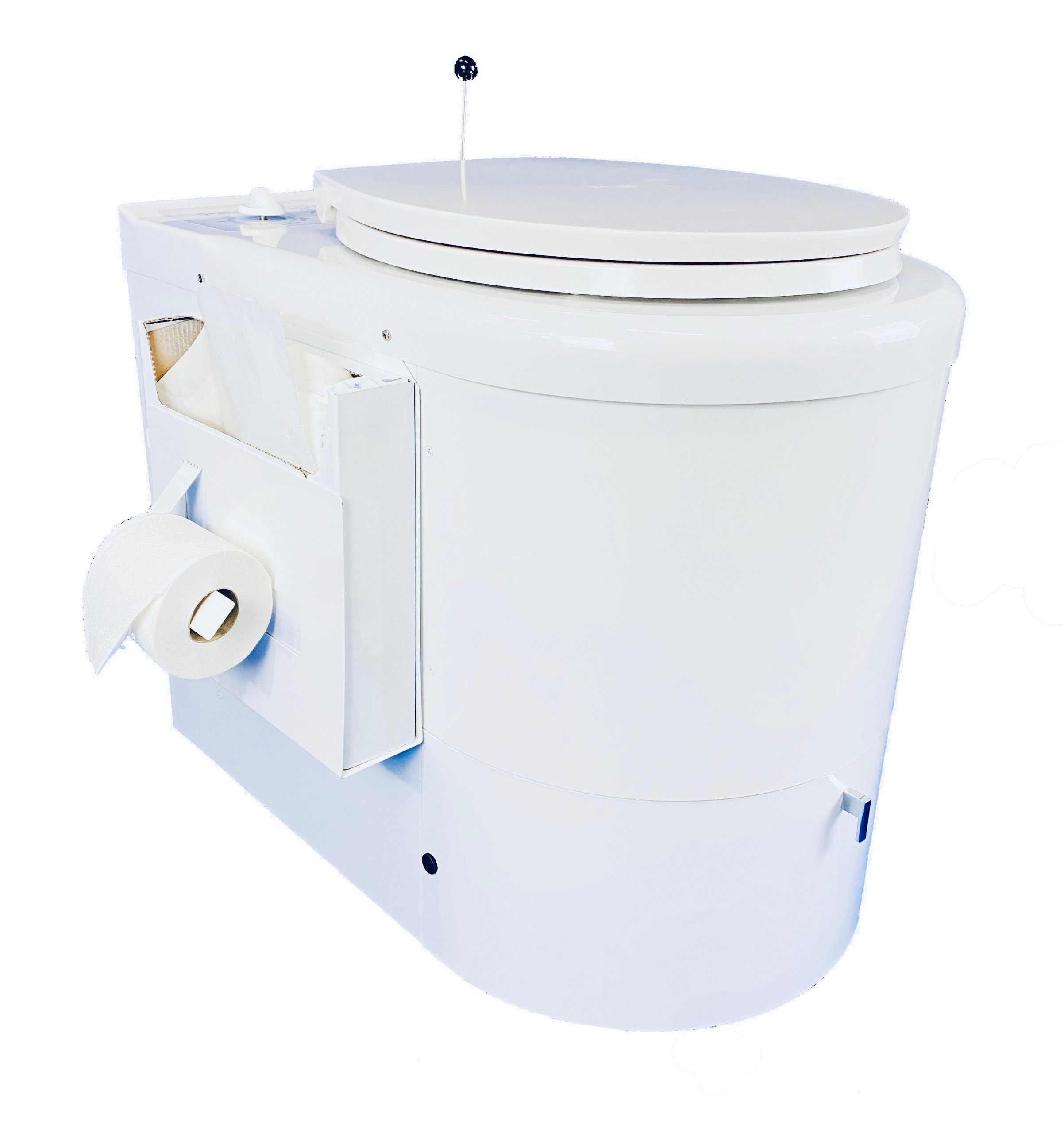 Hvidlakeret holder til toiletposer og toiletruller